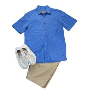 Royal Robbins Desert Pucker Dry Shirt Blue Gingham Mens S Outdoors Hiking Travel